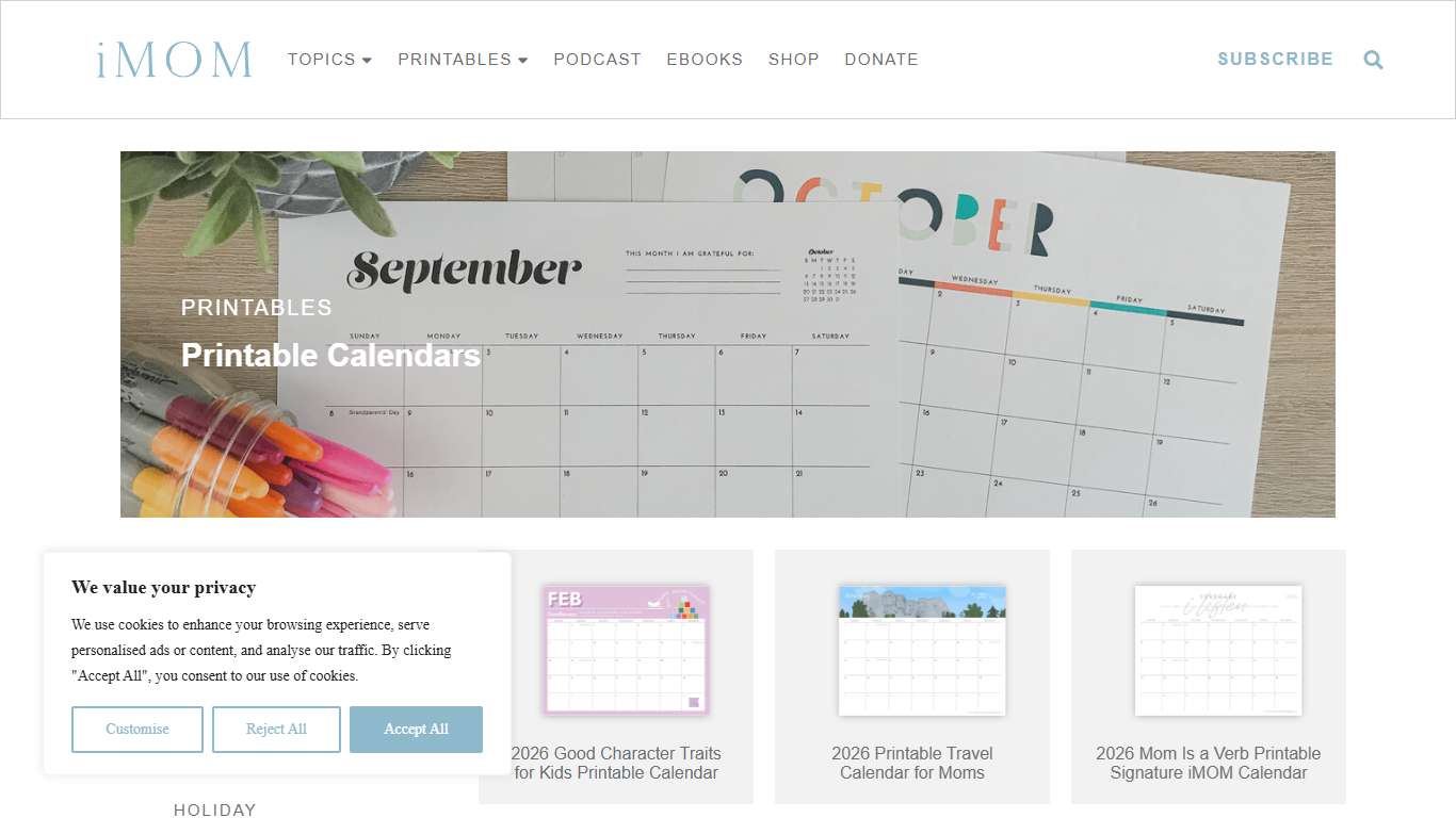 2025 Printable Calendars: Free Printable Calendar Designs - iMOM