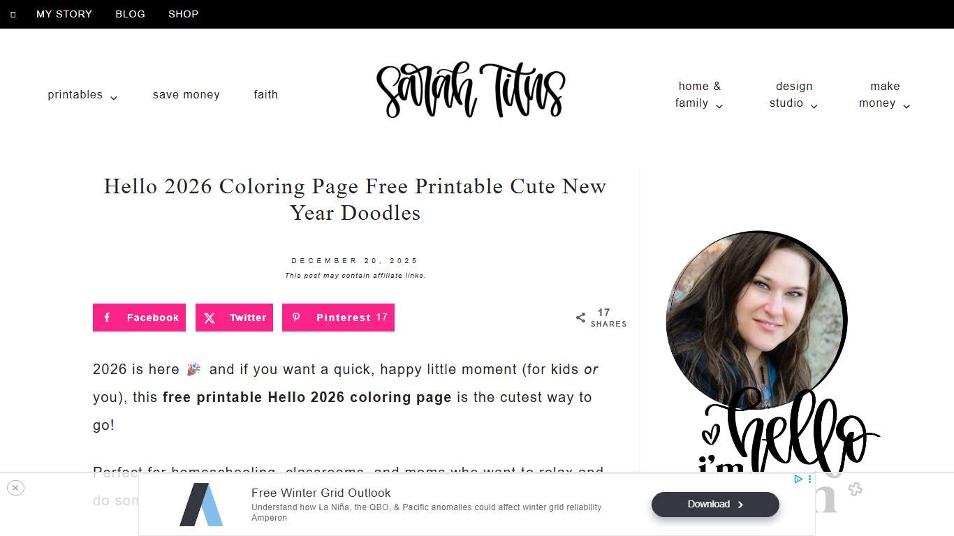 Hello 2026 Coloring Page Free Printable Cute New Year Doodles - Sarah Titus