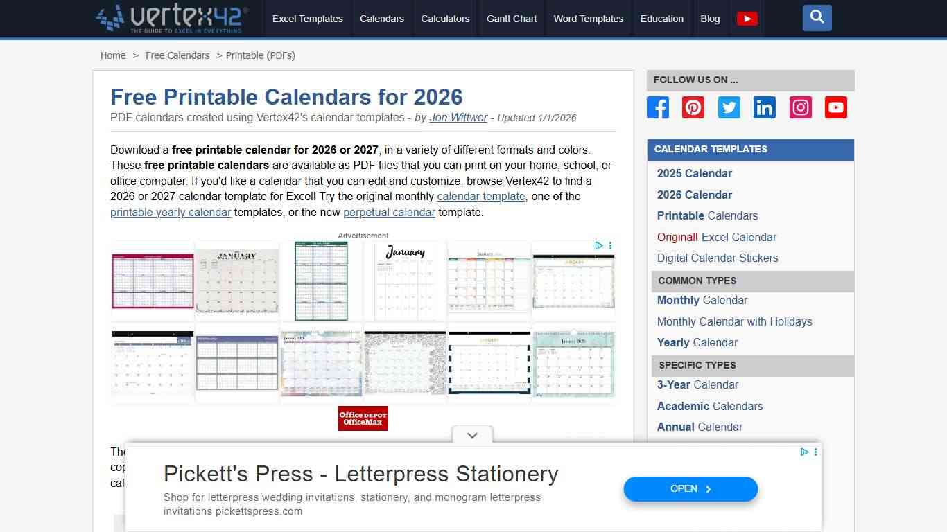 Free Printable Calendar - Printable Monthly Calendars